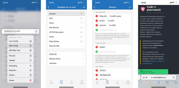 Настройка блокировки рекламы в Shadowrocket