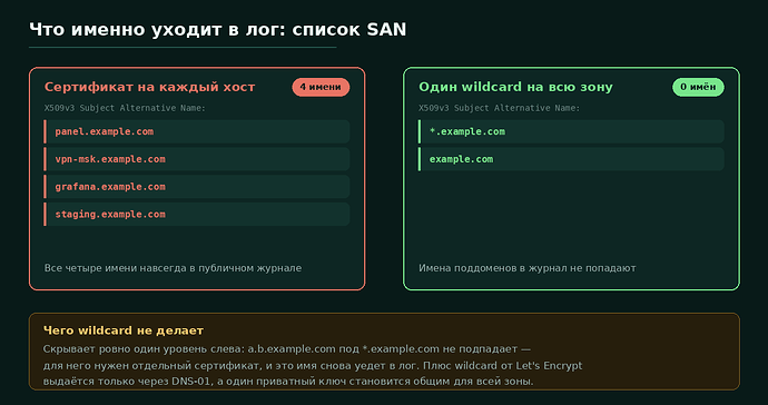 Отдельные сертификаты против wildcard: что попадает в SAN