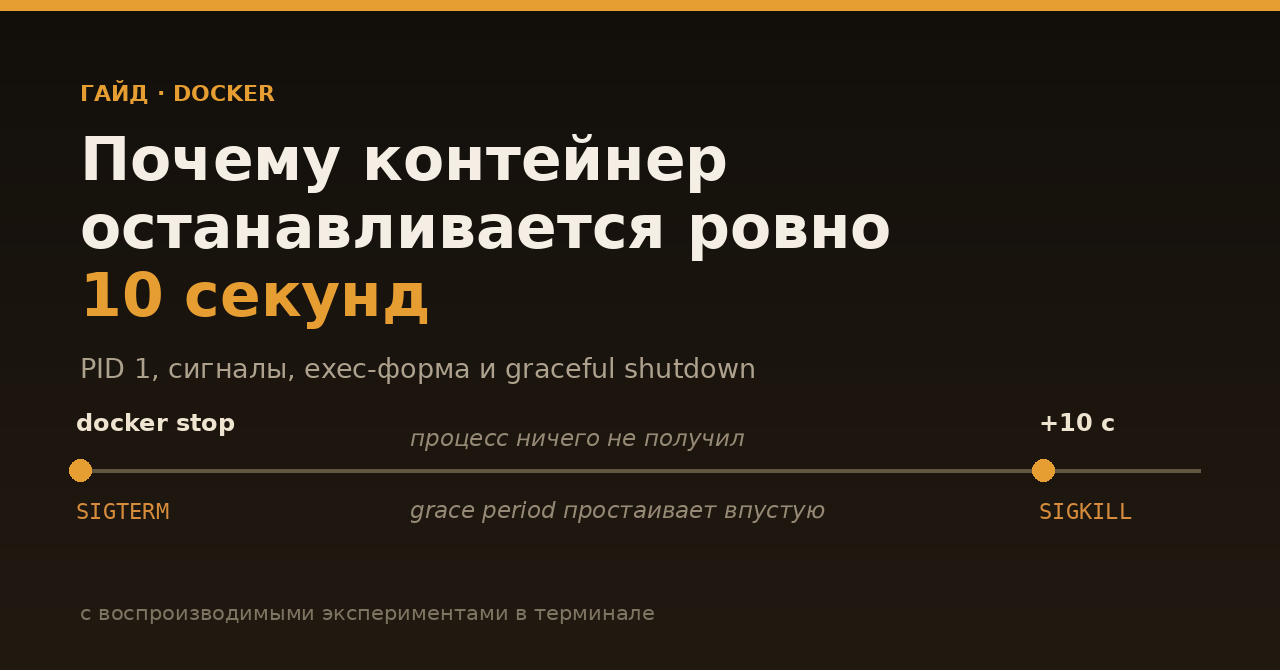 Путь сигнала от docker stop до процесса: shell-форма против exec-формы