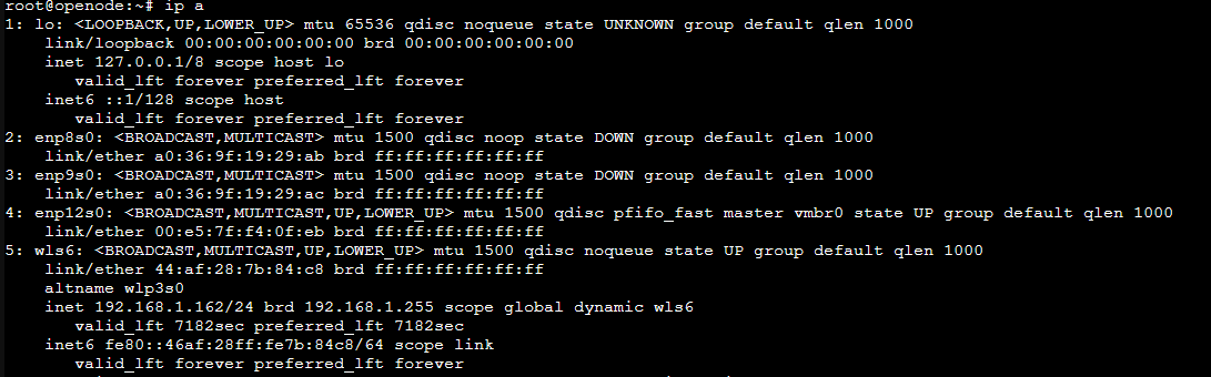 Вывод команды ip a: интерфейс wls6 получил IP-адрес
