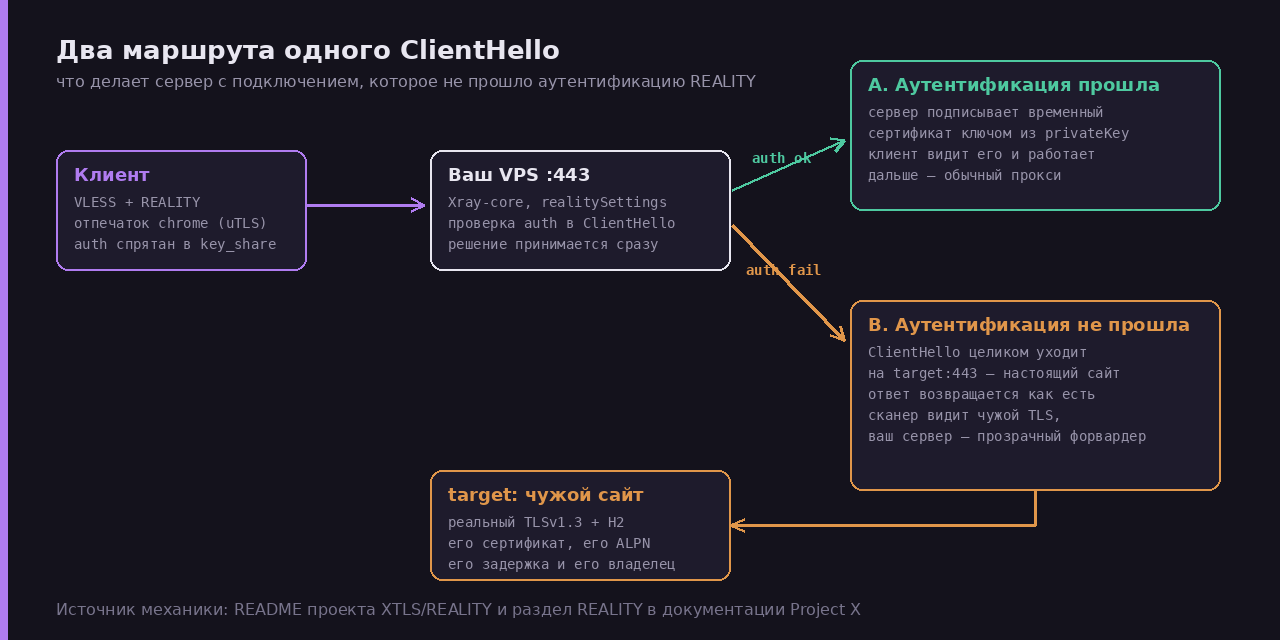 Развилка обработки ClientHello в REALITY