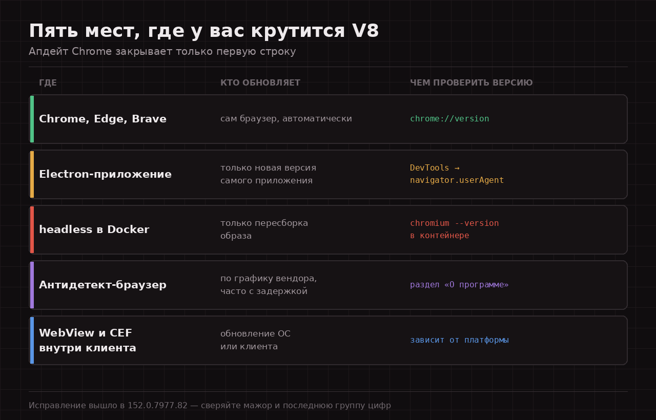 Пять мест, где работает V8